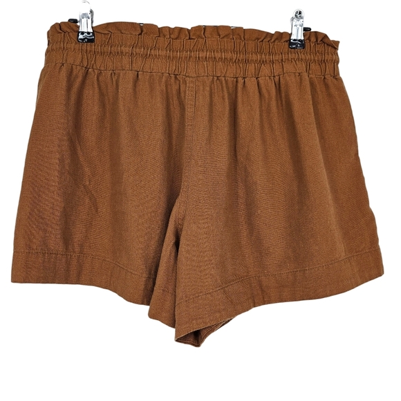 A New Day Shorts Linen Rust Brown High Rise Pull On Stretch Waist Large - Picture 2 of 5